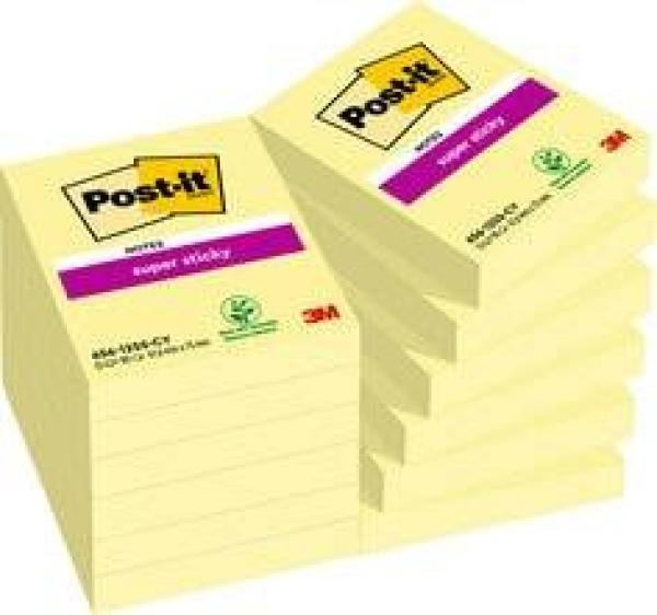 Post-it® Super Sticky Notes, Gelb, 47.6 mm x 73 mm, 12 Blöcke