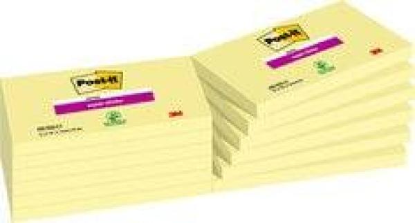 Post-it® Super Sticky Notes, Gelb, 76 mm x 127 mm, 12 Blöcke