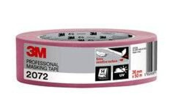 3M™ Malerabdeckband 2072 für besonders empfindliche Oberflächen, pink, 36 mm x 50 m, 1 Rolle/Packung