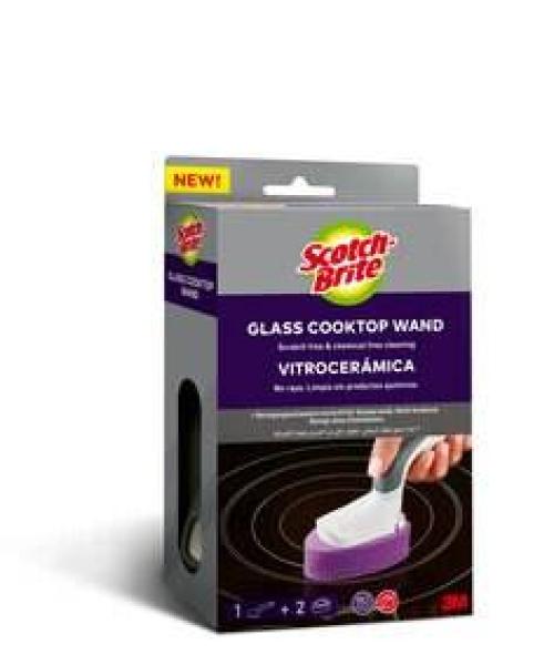 Scotch-Brite™ Glaskeramik-Reinigungsschwamm mit Griff, 1 Stück + 2 Ersatzschwämme