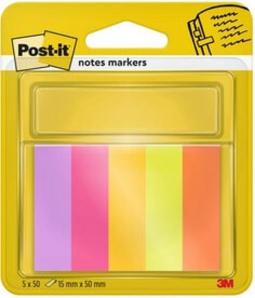 Post-it® Page Marker, Energetic Collection, 15 mm x 50 mm, 50 Blatt/Block, 5 Blöcke/Packung, 100% PEFC SGSCH-PEFC-COC-110078