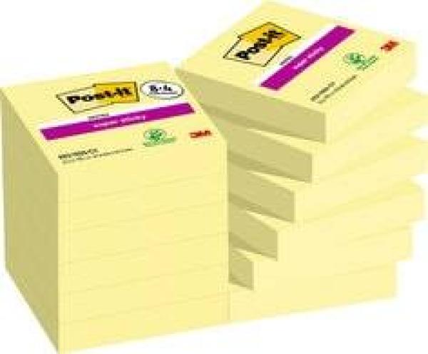 Post-it® Super Sticky Notes Promotion, Gelb, 47,6 mm x 47,6 mm, 12 Blöcke à 90 Blatt zum Vorteilspreis