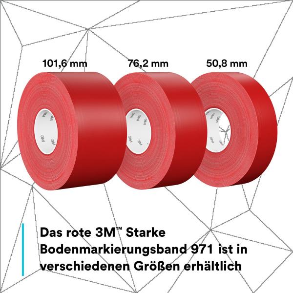 3M™ Langlebiges Bodenmarkierungsband 971, Rot, 75 mm x 33 m, 0.24 mm