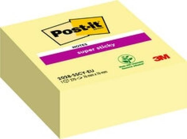 Post-it® Super Sticky Notes Würfel 2028-SSCY, Gelb, 76 mm x 76 mm, 270 Blatt/Block, 1 Block/Packung, 100% PEFC SGSCH-PEFC-COC-110078