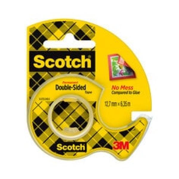 Scotch® Doppelseitiges Klebeband 136D-MDOEU, 12,7 mm x 6,3 m, 1 Rolle auf Handabroller/Packung