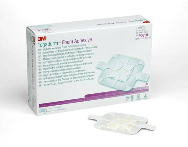 3M™ Tegaderm™ Foam Adhesive hochleistungsfähiger, klebender Schaumverband, 90610, 8,8 cm x 8,8 cm, 10 / Packung, quadratisch mit Kleberand