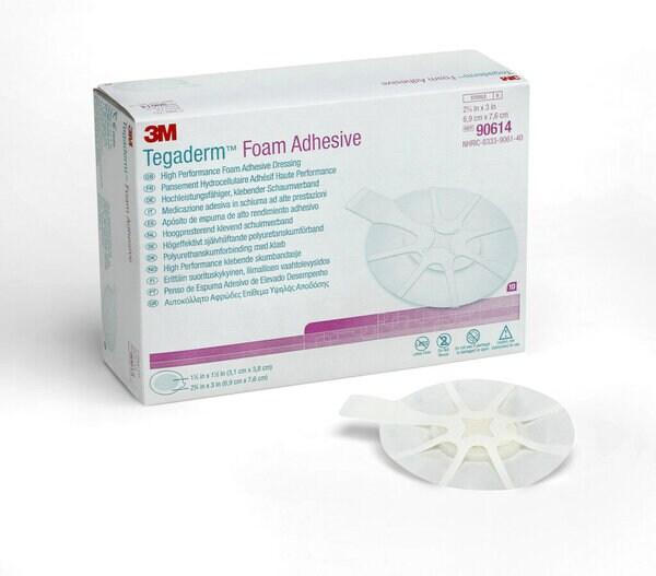3M™ Tegaderm™ Foam Adhesive hochleistungsfähiger, klebender Schaumverband, 90614, 6,9 cm x 7,6 cm, 10 / Packung, oval mit Kleberand
