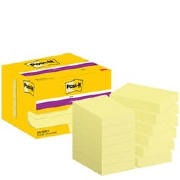 Post-it® Super Sticky Notes, Gelb, 51 mm x 76 mm, 90 Blatt/Block, 12 Blöcke/Packung, Kartonverpackung, 100% PEFC SGSCH-PEFC-COC-110078