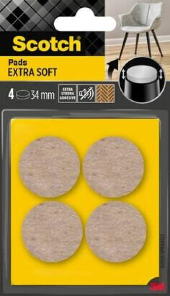 Scotch® Extra weiche Filzpads SP84A22, selbsthaftend, beige, Ø 34 mm, 4/Packung
