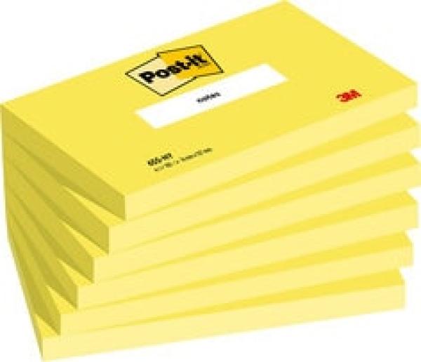 Post-it® Notes, Gelb, 76 mm x 127 mm, 100 Blatt/Block, 6 Blöcke/Packung, 100% PEFC SGSCH-PEFC-COC-110078
