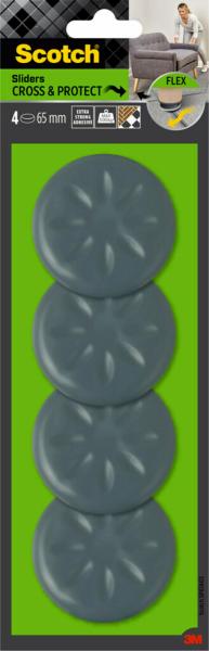 Scotch® Move & Protect Flex Gleiter SP61A03, selbsthaftend, grau, Ø 65 mm, 4/Packung – 500 kg
