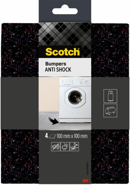 Scotch® Stoßabsorbierende Elastikpuffer SP92O77, schwarz, 100 mm x 100 mm, 4/Packung