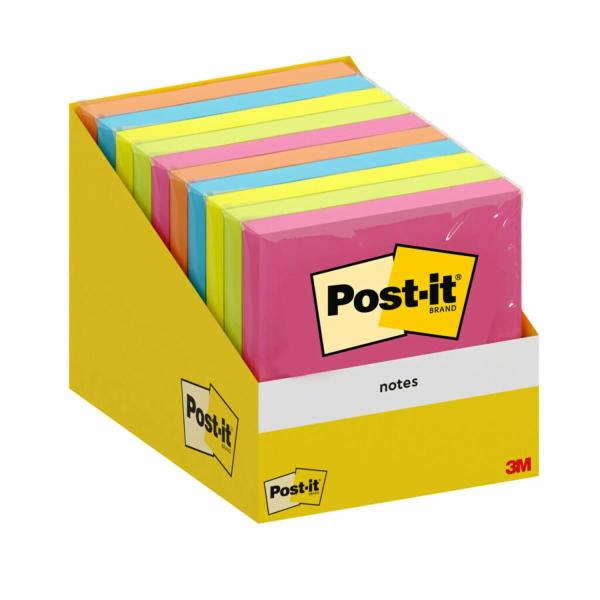 Post-it® Notes, Verschiedene Farben, 76 mm x 76 mm, 100 Blatt/Block, 1 Block/Packung, Kartonverpackung, 100% PEFC SGSCH-PEFC-COC-110078