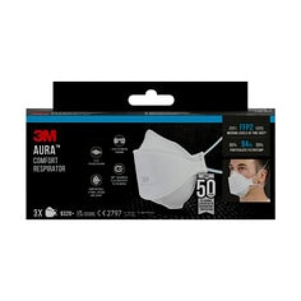 3M™ 9320+ Aura™ Einweg-Partikel-Atemschutzmaske, FFP2, ohne Ventil, 3/Packung