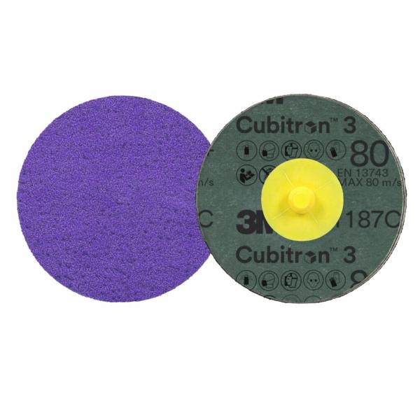 3M™ Cubitron™ 3 Roloc™ Fiberscheibe 1187C, 80+, TR, Purple, 51 mm, 50/Carton, 200 ea/Case