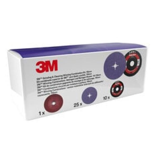 3M™ Schleif- und Reinigungsset, includes 125 mm 1182C and XO-DR Disc, with 1 Fibre Disc Ribbed Back-up Pad