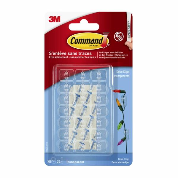 Command™ Dekorations-Clips, transparent, mit transparenten Strips, 17026CLR, 20 Clips, 24 Streifen