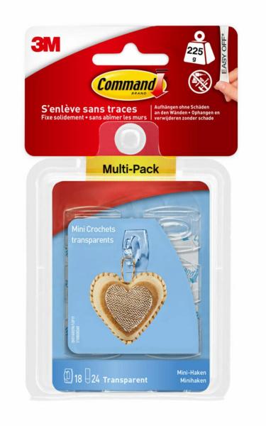 Command™ Mini-Haken, transparent, mit transparenten Strips, 17006CLRFGN