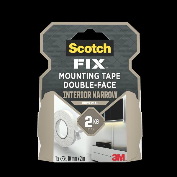 Scotch-FIX™ Schmales doppelseitiges Montageband für den Innenbereich 914140-1020N-P, 2 kg, 10 mm x 2 m, 1 Rolle/Packung