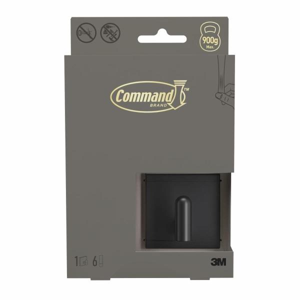 Command™ Dekor Metall-Haken DCR01-MB-EU, Größe S, schwarz matt, 1 Haken+ 6 Strips/Pack