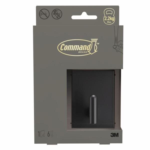 Command™ Dekor Metall-Haken DCR02-MB-EU, Größe L, schwarz matt, 1 Haken+ 6 Strips/Pack