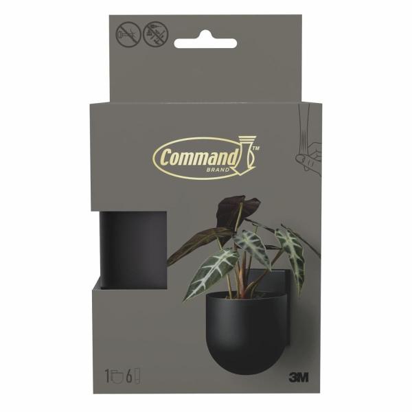 Command™ Dekor Pflanzengefäß für die Wand aus Metall DCR03MB-EU, schwarzmatt, 1 Gefäß + 8 Strips/Pack