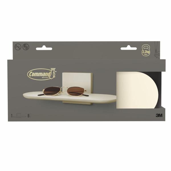 Command™ Dekor Wandregal Metall DC04BE-EU, beige, 1 Regal + 8Strips/Pack
