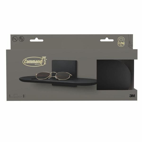 Command™ Dekor Wandregal Metall DC04MB-EU, schwarz matt, 1Regal + 8Strips/Pack