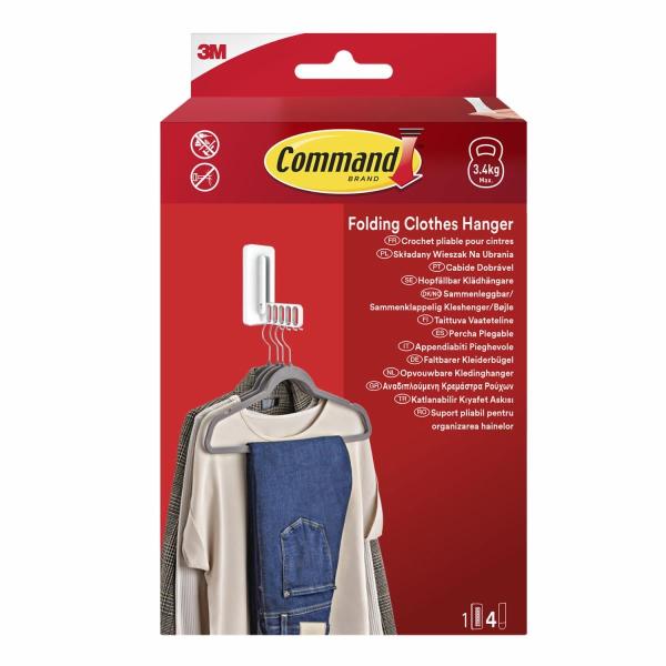 Command™ Klappbarer Kleiderbügel 17029-WHI-1-EU, Weiß, 1 Aufhänger + 4 Strips/Packung