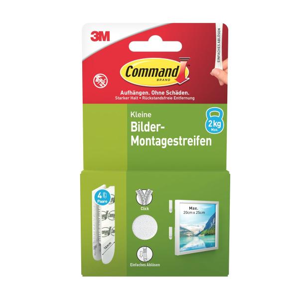 Command™ Bilder-Montage-Strips 17202WHI-4-DE, weiß, klein, 4 Paare (8 Strips)