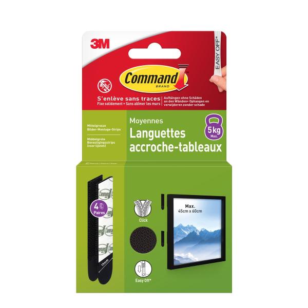 Command™ Bilder-Montage-Strips 17204BLK-4-FGN, Schwarz, Medium, 4 Paare (8 Strips)
