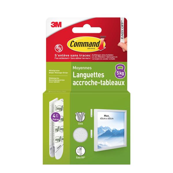 Command™ Bilder-Montage-Strips 17204WHI-4-FGN-S, Weiß, Medium, 4 Paare (8 Strips)