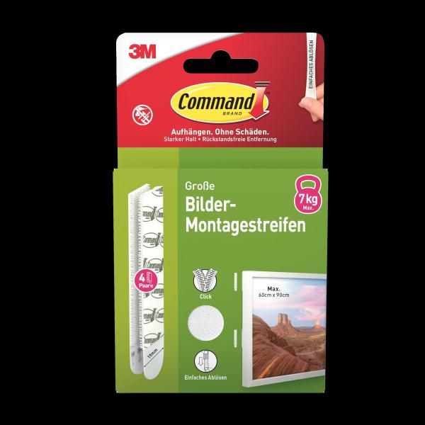 Command™ Bilder-Montage-Strips 17206WHI-4-DE, Weiß, Groß, 4 Paare (8 Strips)
