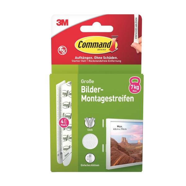 Command™ Bilder-Montage-Strips 17206WHI-4-DE, Weiß, Groß, 4 Paare (8 Strips)