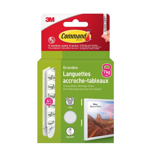 Command™ Bilder-Montage-Strips 17206WHI-6-FGN-VP, Weiß, Groß, 6 Paare (12 Strips)