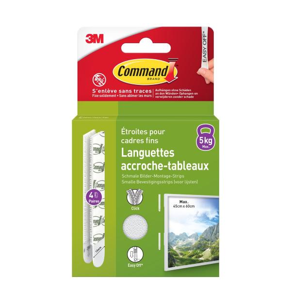 Command™ Bilder-Montage-Strips 17207WHI-4-FGN-S, Weiß, Schmal, 4 Paare (8 Strips)
