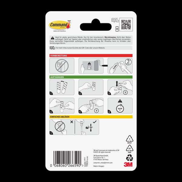 Command™ Dekorations-Clips 17026CLR-20-DE, transparent, mit transparenten Strips, 20 Clips + 24 Streifen