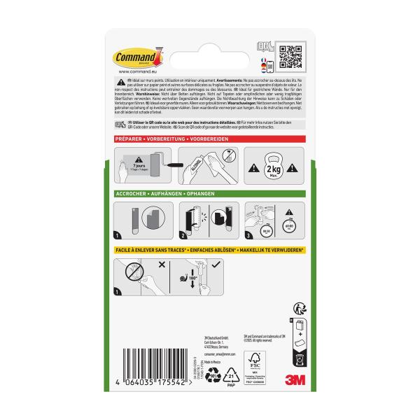 Command™ Sägezahn-Bildernagel 17040-1-FGN, 1 Haken + 2 Strips/Packung
