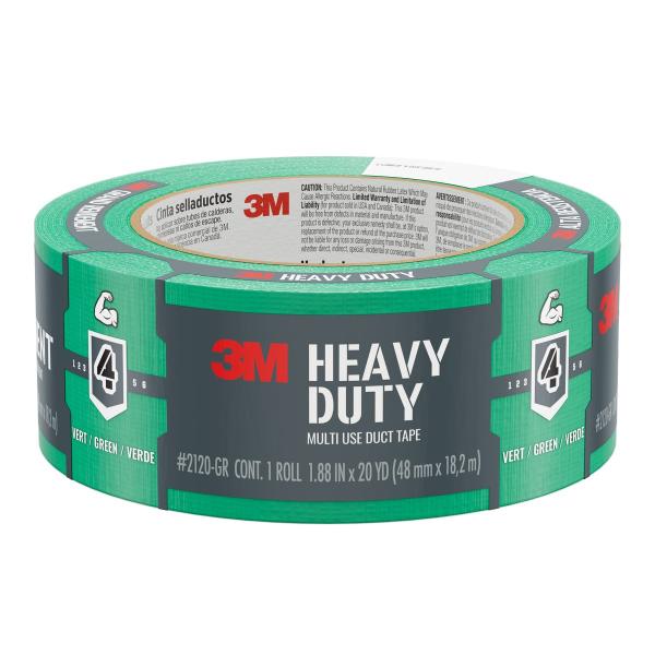3M™ Heavy Duty Duct Tape Green 2120-GR, 1.88 in x 20 yd (48 mm x 18.2 m) 16 Rolls/Case