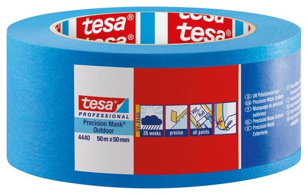 tesa® Professional 4440 Präzisionskrepp Außen UV PLUS, 50m x 50mm, blau