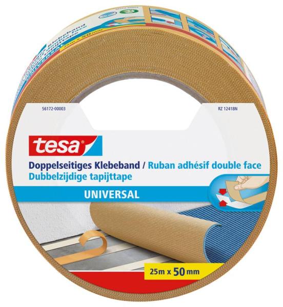 tesa® Doppelseitiges Klebeband universal, 25m x 50mm, beige