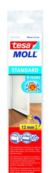 tesamoll® STANDARD Türdichtschiene für glatte Böden, 1m x 37mm, farblos