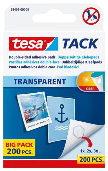 tesa® TACK transparent, Packung mit 200 Stück