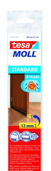 tesamoll® STANDARD Türdichtschiene für glatte Böden, 1m x 37mm, braun
