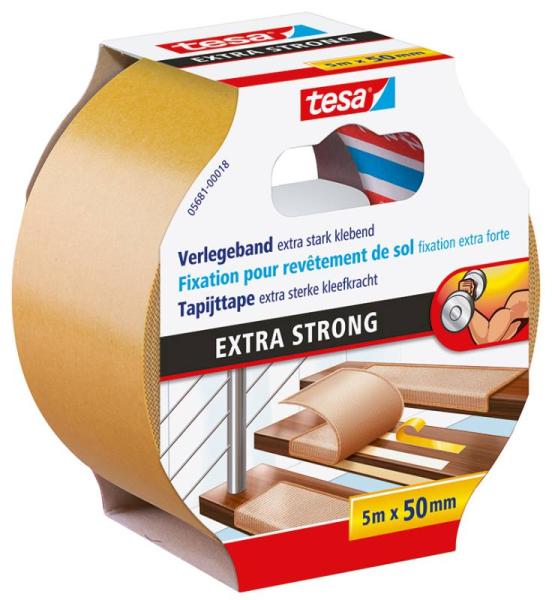 tesa® Verlegeband extra stark klebend, 5m x 50mm, braun