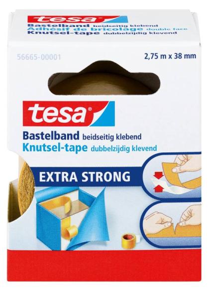 tesa® Bastelband, beidseitig klebend, extra stark, 2,75m x 38mm, farblos