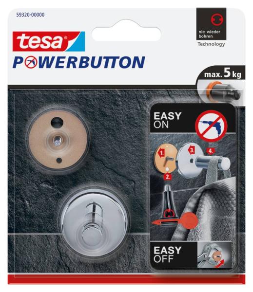tesa® Powerbutton Universal Small, chrom
