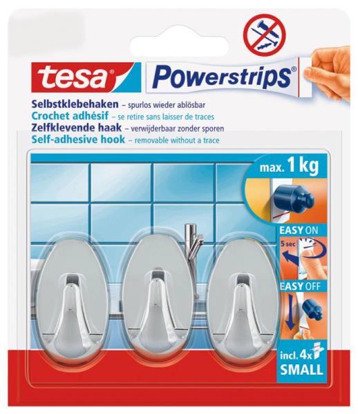tesa Powerstrips® Haken Small Oval, chrom
