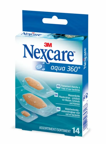 Nexcare™ Aqua 360° Pflaster N1214ASD01, transparent, 6 Pflaster - 21 mm x 27 mm, 6 Pflaster - 26 mm x 56 mm, 2 Pflaster - 30 mm x 62 mm