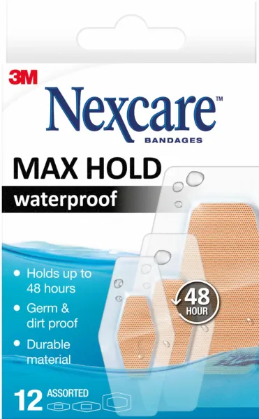 Nexcare™ Max Hold wasserfeste Pflaster, verschiedene Größen, 12 Stk.
